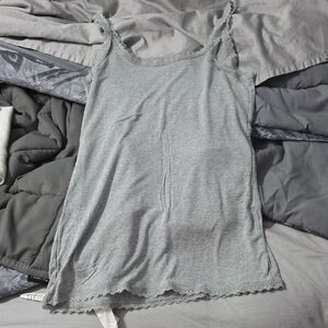 Gray Lace Trim Women's Top